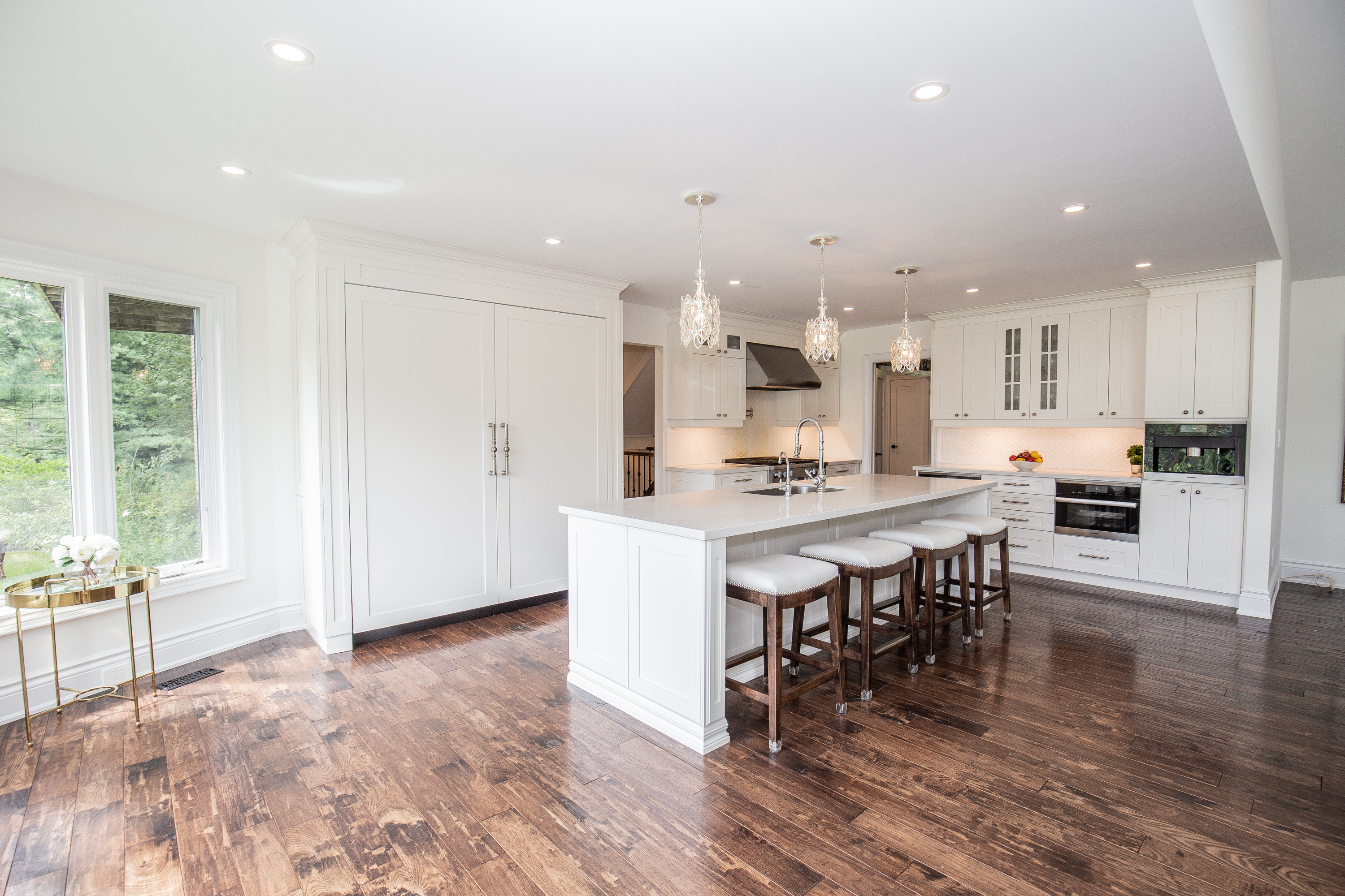 Modern white open concept kitchen